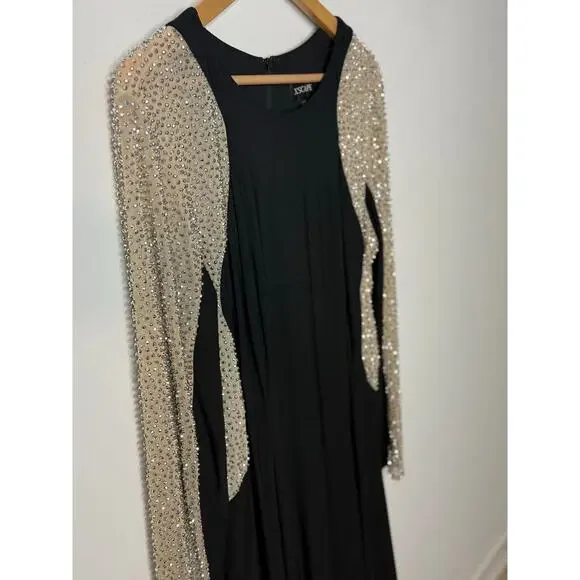 Xscape Black and Gold Long Sleeve Dress - Picture 7 of 13
